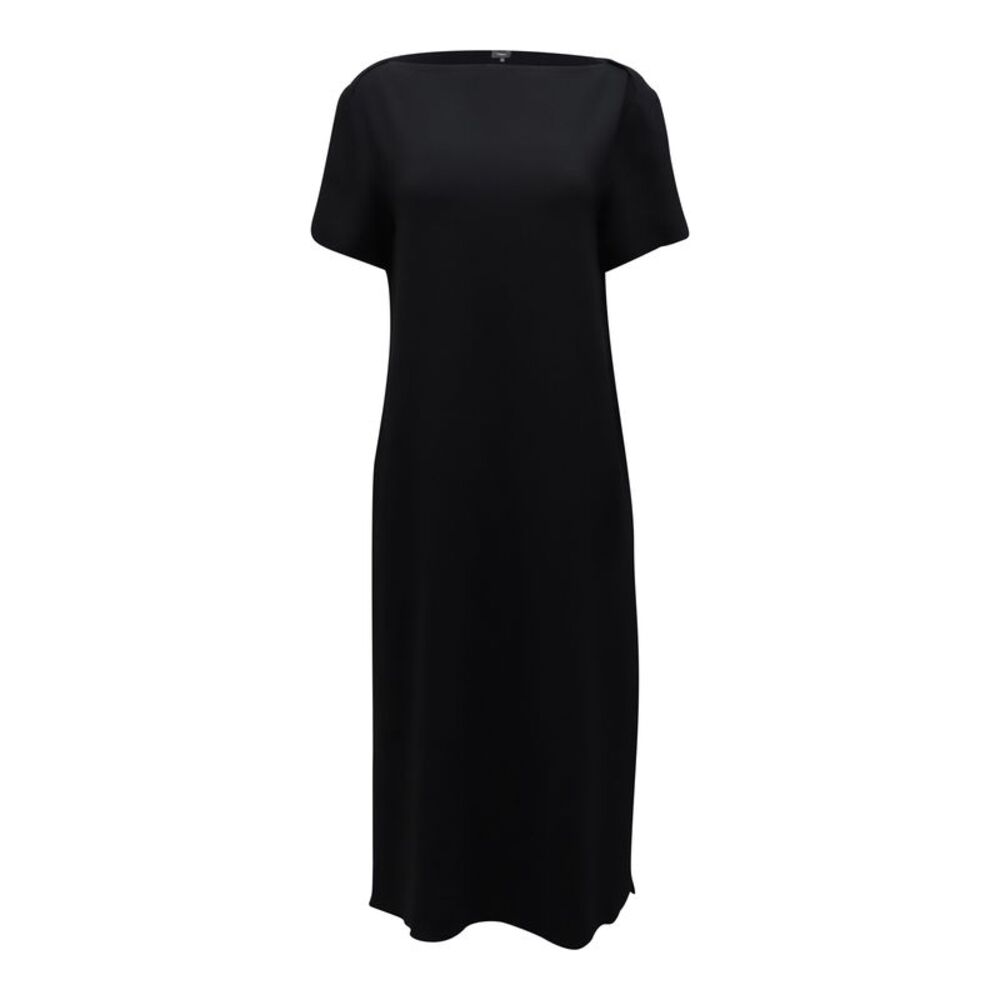 Theory Crepe Midi Shift Dress in Black Acetate